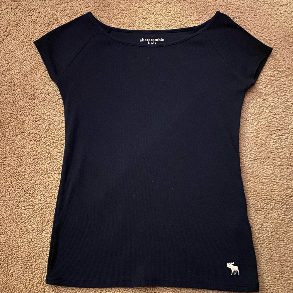 Abercrombie Kids Girls Navy Ribbed Tee-shirt